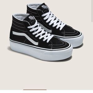 Vans Women's Black and White Platform Sneakers -NEW